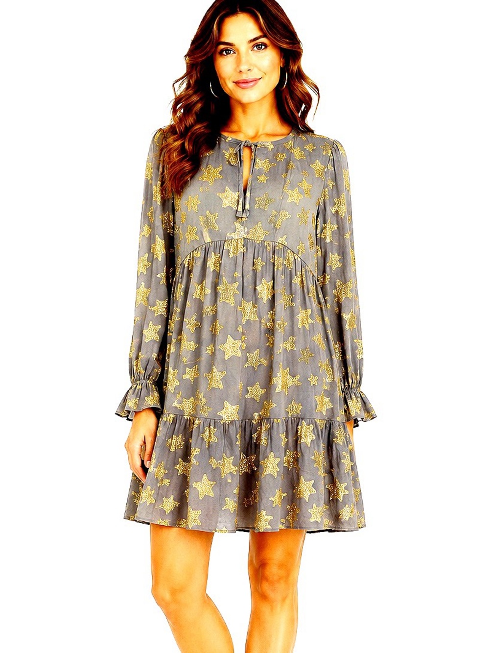 Loft Shimmer Star Tiered Dress NWT